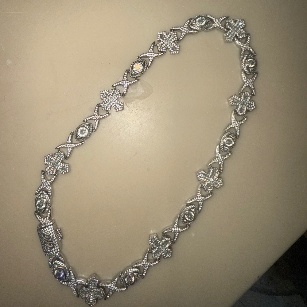Gld baguette evil eye chain